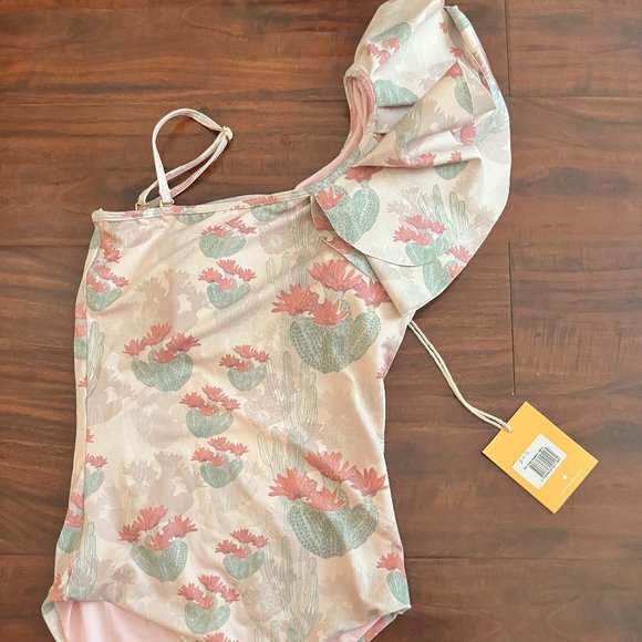 Anthropologie Other - NWT One Shoulder One piece Light Pink with Floral Pattern Bikini